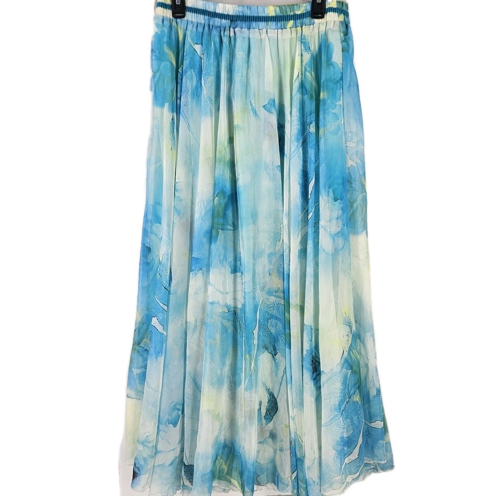 Afibi Floral Fairycore Cottagecore Whimsy Maxi Sheer Overlay Lined Skirt XL Boho